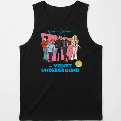 Cartoon illustration of Hanna-Barbera's The Velvet Underground and Nico characters — printed on a tank top