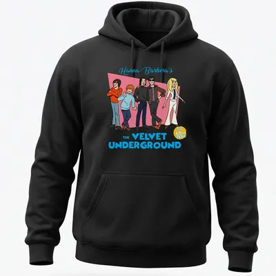 Cartoon illustration of Hanna-Barbera's The Velvet Underground and Nico characters — printed on a unisex hoodie