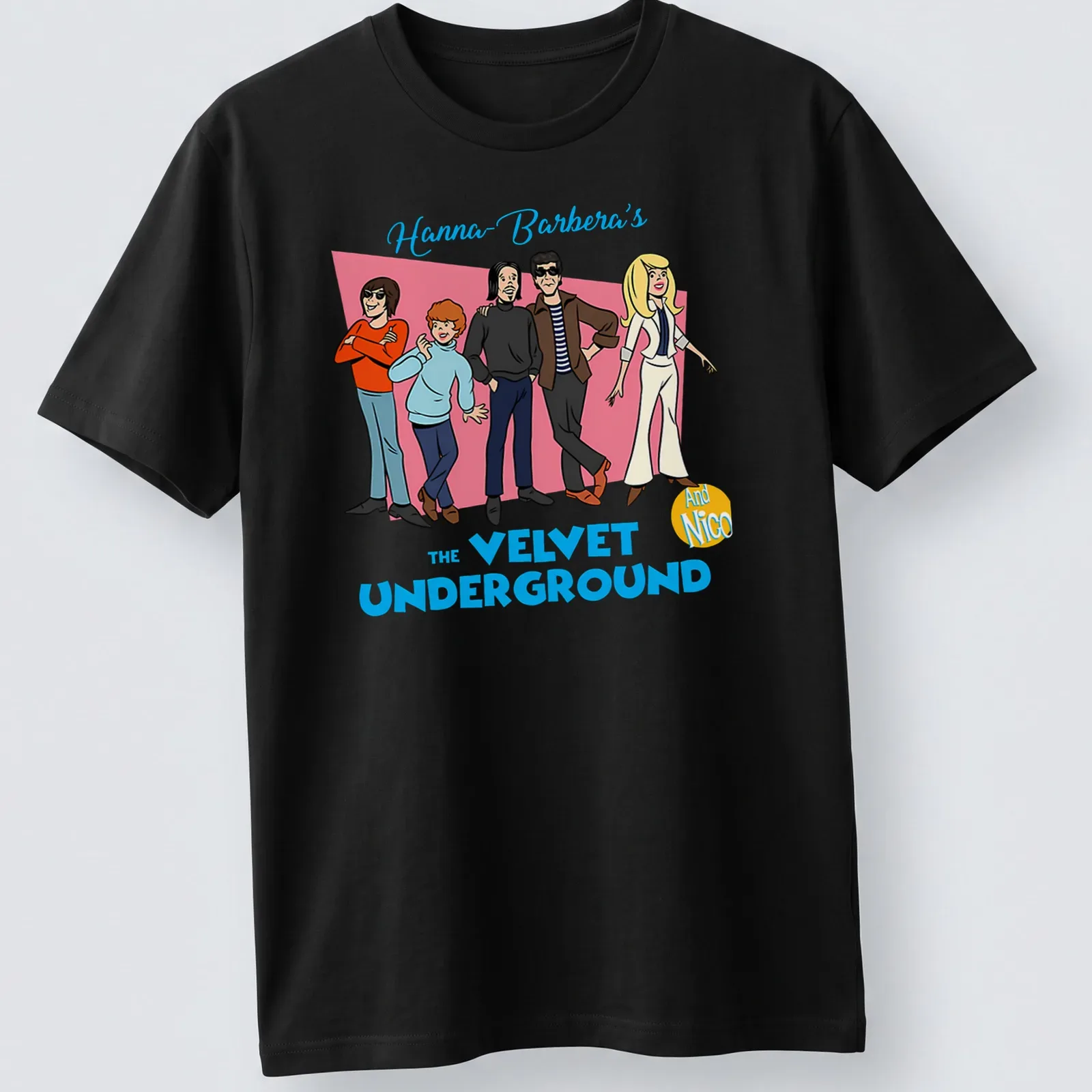 Cartoon illustration of Hanna-Barbera's The Velvet Underground and Nico characters — printed on a unisex t-shirt