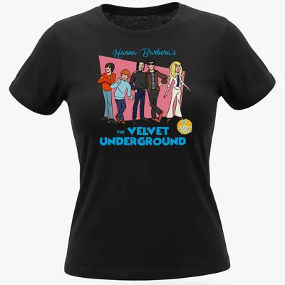Cartoon illustration of Hanna-Barbera's The Velvet Underground and Nico characters — printed on a women's shirt