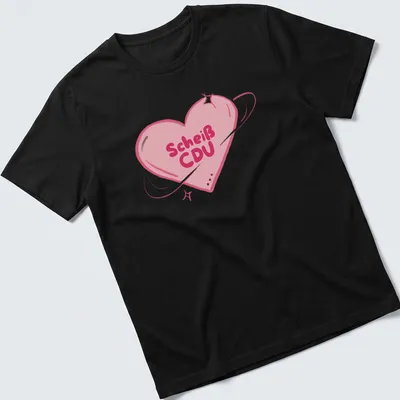 Kawaii heart design featuring the text 'ScheiΓ CDU' in pink and dark pink