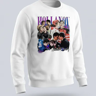 Illustration of two hockey players in action with bold colors and intense rivalry theme — printed on a unisex sweatshirt