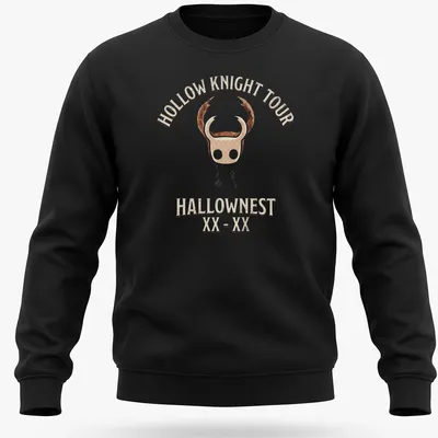 Vintage-style Hollow Knight Tour t-shirt with character illustration and text — printed on a unisex sweatshirt