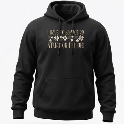 Playful script with daisy motifs and funny introvert humor text — printed on a unisex hoodie