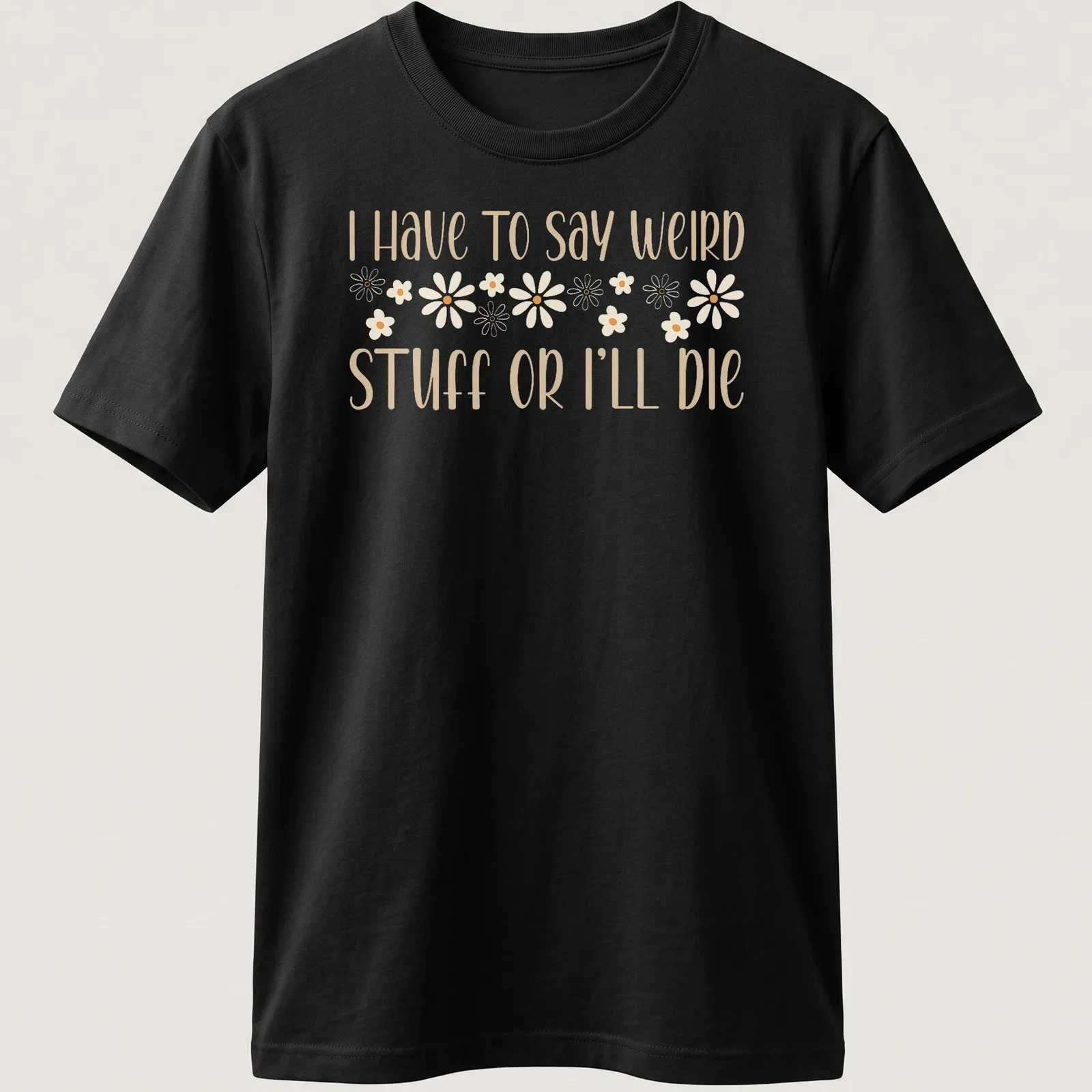 Playful script with daisy motifs and funny introvert humor text — printed on a unisex t-shirt