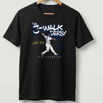 Vibrant graphic of a baseball player with champion text in blue, white, yellow, and black