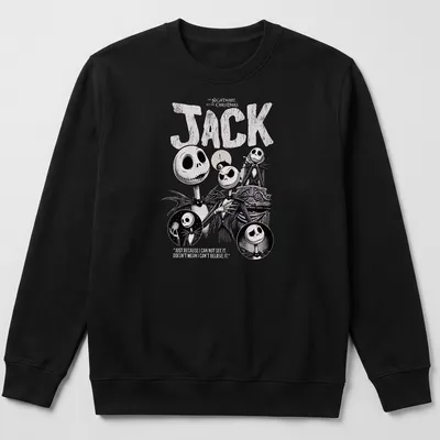 Vintage Jack Skellington tee featuring a quote about belief and imagination — printed on a unisex sweatshirt