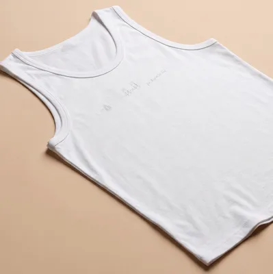 Minimalist line art of Jacksonville skyline in black and white — printed on a tank top