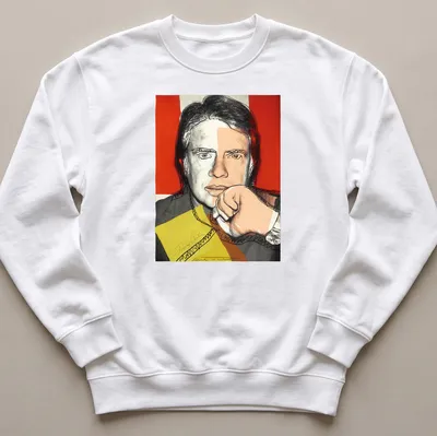 Pop art style t-shirt featuring Jimmy Carter and Andy Warhol in vibrant colors — printed on a unisex sweatshirt