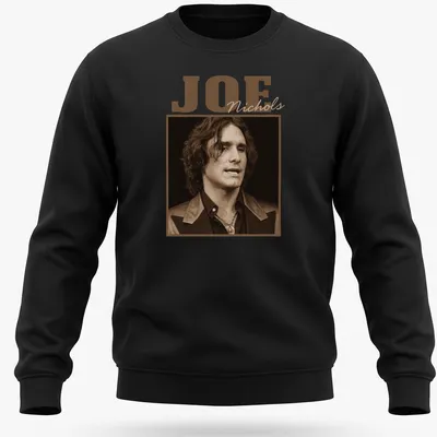 Sepia tone Joe Nichols t-shirt featuring his name in vintage style — printed on a unisex sweatshirt