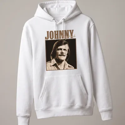 Vintage music t-shirt featuring Johnny Paycheck's name and portrait — printed on a unisex hoodie