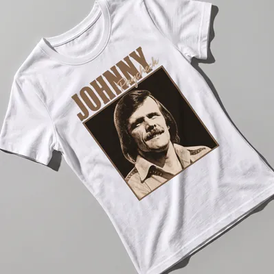 Vintage music t-shirt featuring Johnny Paycheck's name and portrait — printed on a women's shirt