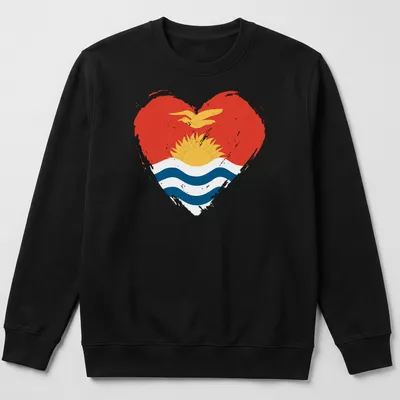 Distressed heart design featuring the Kiribati flag in red, yellow, and blue. — printed on a unisex sweatshirt
