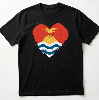Distressed heart design featuring the Kiribati flag in red, yellow, and blue.