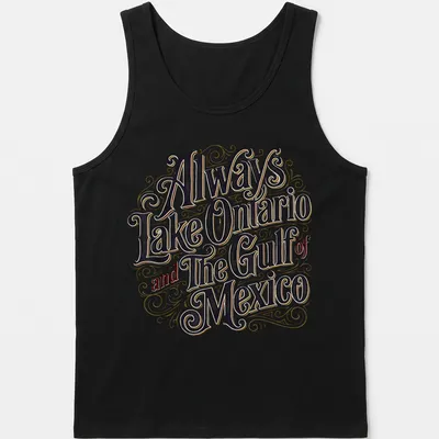 Vintage decorative shirt featuring Lake Ontario and the Gulf of Mexico — printed on a tank top
