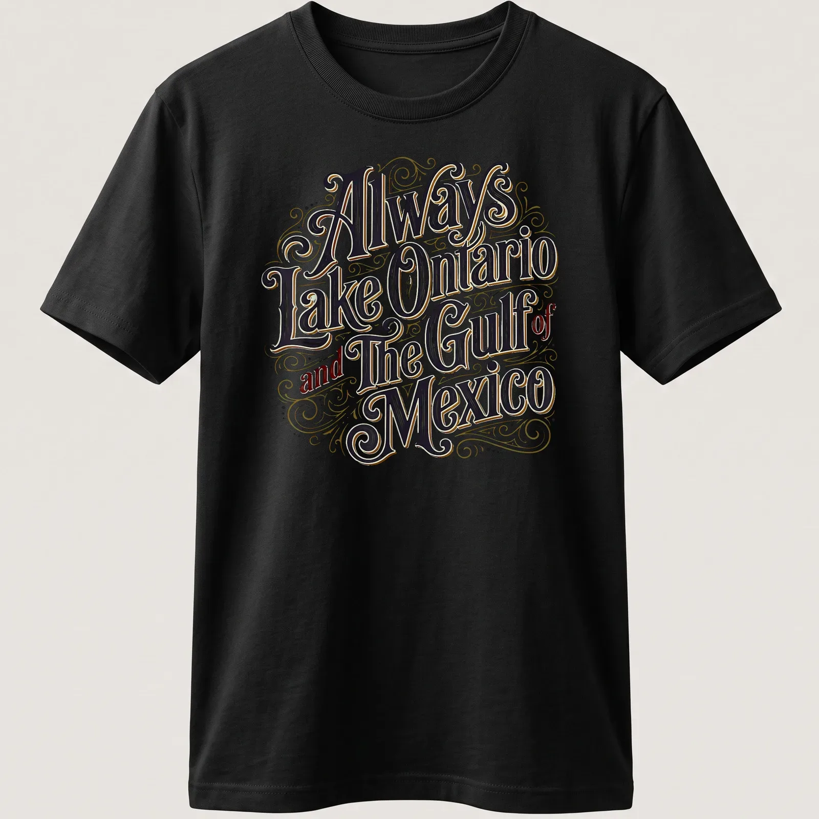 Vintage decorative shirt featuring Lake Ontario and the Gulf of Mexico — printed on a unisex t-shirt
