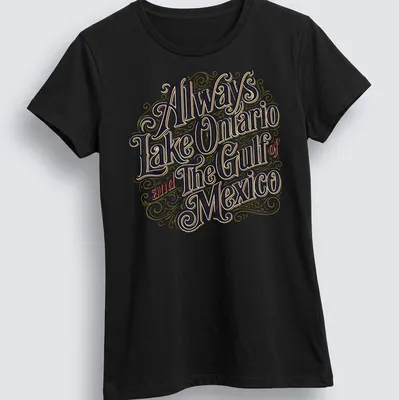 Vintage decorative shirt featuring Lake Ontario and the Gulf of Mexico — printed on a women's shirt