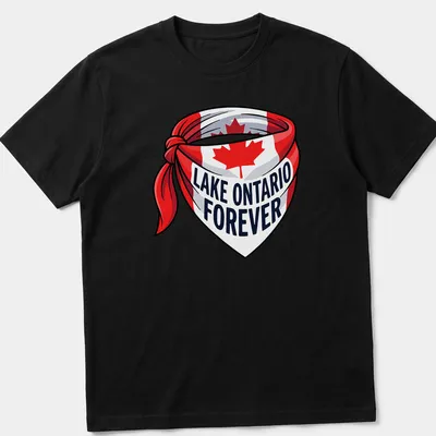 Cartoonish bandana design featuring the Canadian flag with Lake Ontario Forever text