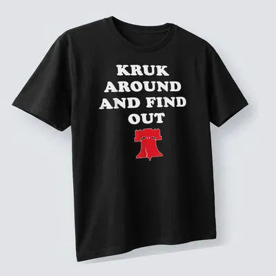 Bold graphic tee featuring the Liberty Bell with text above — printed on a unisex t-shirt (angled view)
