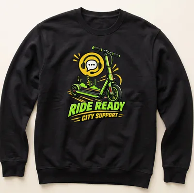 Bold comic style Lime Scooter Ride Ready City Support t-shirt with vibrant colors — printed on a unisex sweatshirt
