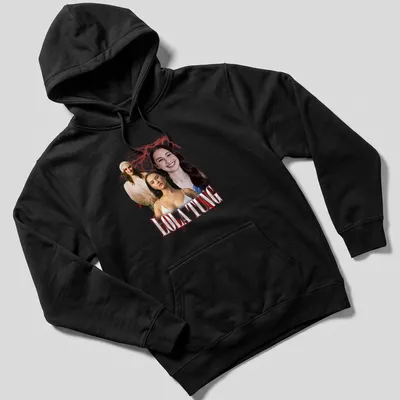 Retro vintage tee featuring bold print of Lola Tung's name in white, red, and black — printed on a unisex hoodie