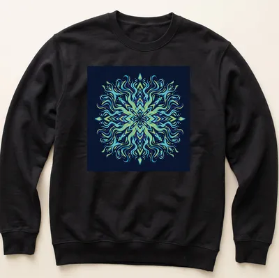 Intricate geometric marine mandala in vibrant bioluminescent colors. — printed on a unisex sweatshirt