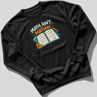 Colorful cartoon math-themed t-shirt featuring equations and playful text. — printed on a unisex sweatshirt