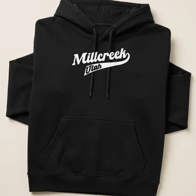 Stylish Millcreek Utah T-Shirt with elegant script font — printed on a unisex hoodie