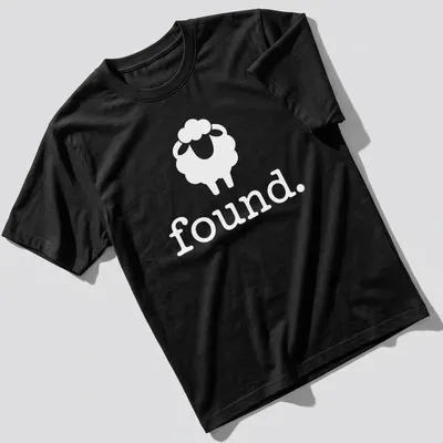 Minimalist black and white sheep icon with the word 'Found.' below.