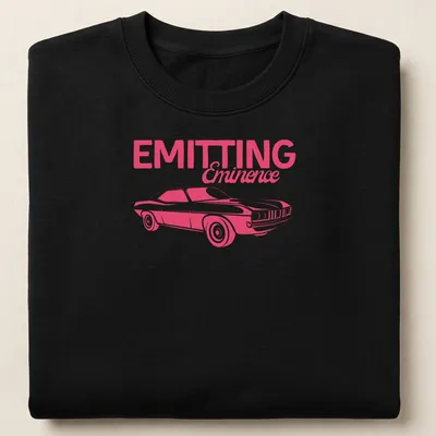 Retro hot pink muscle car t-shirt with bold text and illustration — printed on a unisex sweatshirt