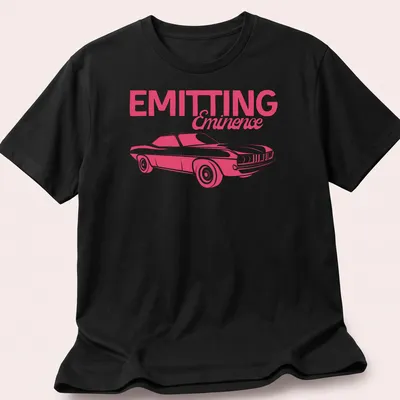 Retro hot pink muscle car t-shirt with bold text and illustration — printed on a unisex t-shirt