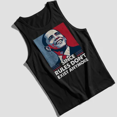Vintage poster style shirt featuring Obama 2028 slogan in red, blue and cream — printed on a tank top