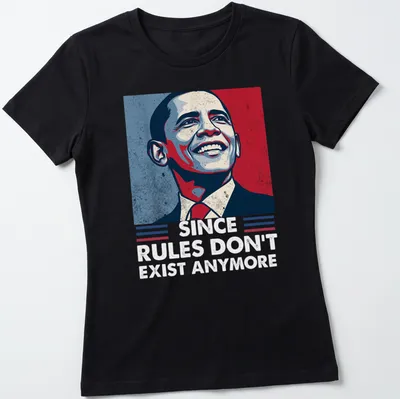 Vintage poster style shirt featuring Obama 2028 slogan in red, blue and cream — printed on a women's shirt