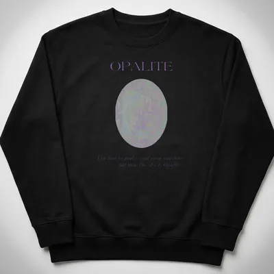 Minimalist Opalite gemstone design with uplifting text about sunshine. — printed on a unisex sweatshirt