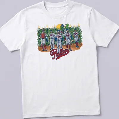 Vintage illustration of Philadelphia Phillies players in a cornfield with the word Phillies