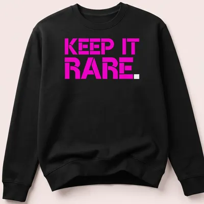 Bold graphic t-shirt featuring the text Keep It Rare in pink — printed on a unisex sweatshirt