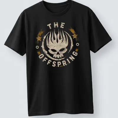 Grunge distressed The Offspring T-Shirt featuring a skull and text.