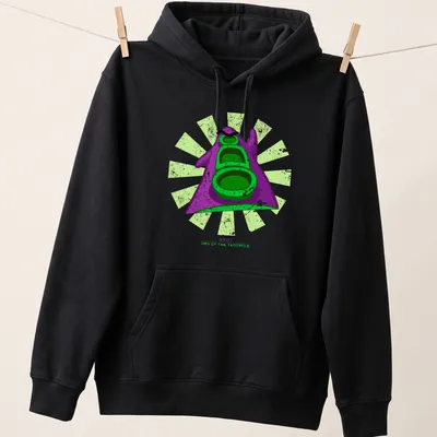 Retro distressed shirt featuring a purple tentacle with Day of the Tentacle text — printed on a unisex hoodie