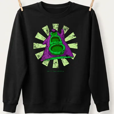 Retro distressed shirt featuring a purple tentacle with Day of the Tentacle text — printed on a unisex sweatshirt
