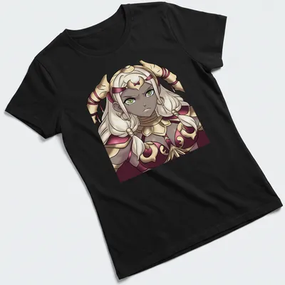 Anime-style Angry Queen Theodora t-shirt with vibrant colors and expression — printed on a women's shirt