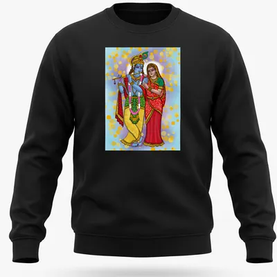 Digital painting of Radha and Krishna in vibrant colors — printed on a unisex sweatshirt