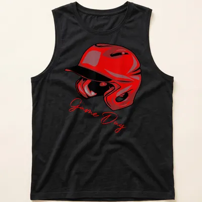 Vintage red Game Day T-shirt featuring a bold red helmet and lettering — printed on a tank top
