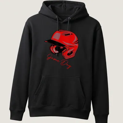 Vintage red Game Day T-shirt featuring a bold red helmet and lettering — printed on a unisex hoodie