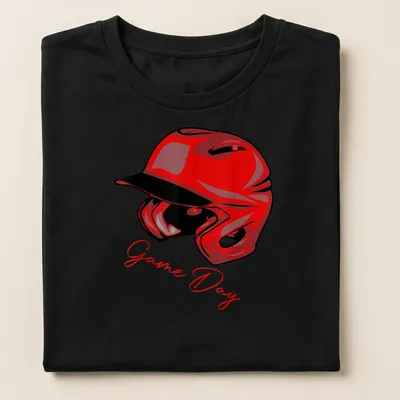Vintage red Game Day T-shirt featuring a bold red helmet and lettering — printed on a women's shirt