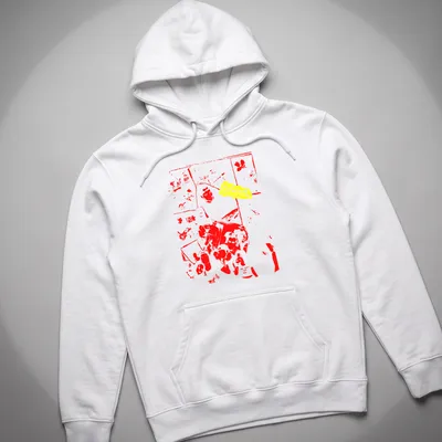 Graphic T-shirt featuring a red silhouette and yellow text saying 'Snot' — printed on a unisex hoodie