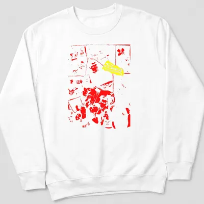 Graphic T-shirt featuring a red silhouette and yellow text saying 'Snot' — printed on a unisex sweatshirt