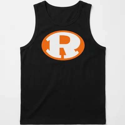 Bold graphic of the Rockwall Yellowjackets logo in orange and white — printed on a tank top