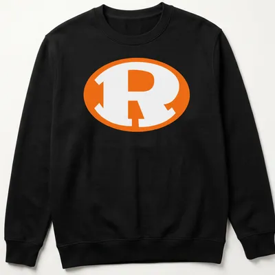 Bold graphic of the Rockwall Yellowjackets logo in orange and white — printed on a unisex sweatshirt