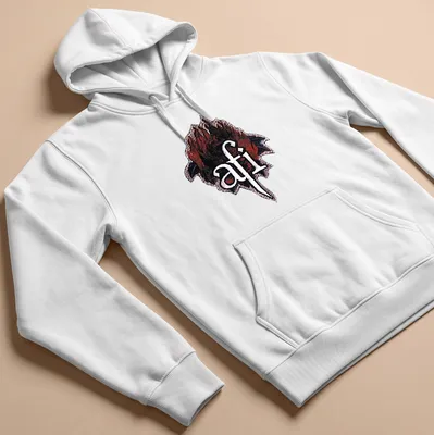 Detailed graphic of a red rose with AFI logo in black and white — printed on a unisex hoodie