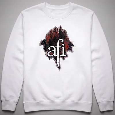 Detailed graphic of a red rose with AFI logo in black and white — printed on a unisex sweatshirt